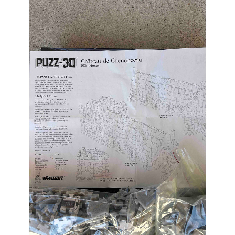 Puzz3D Jigsaw Puzzle Chateau De Chenonceau  806 Pcs USED 7