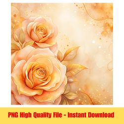elegant watercolor rose digital print high quality png instant download