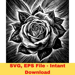 intricate rose vector art svg and eps formats for instant download