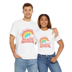 reading rainbow retro librarian t-shirt for men and women