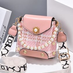 fashion women's crossbody bag - cute princess wallet with pearl chain, classic shoulder bag, summer phone purse"