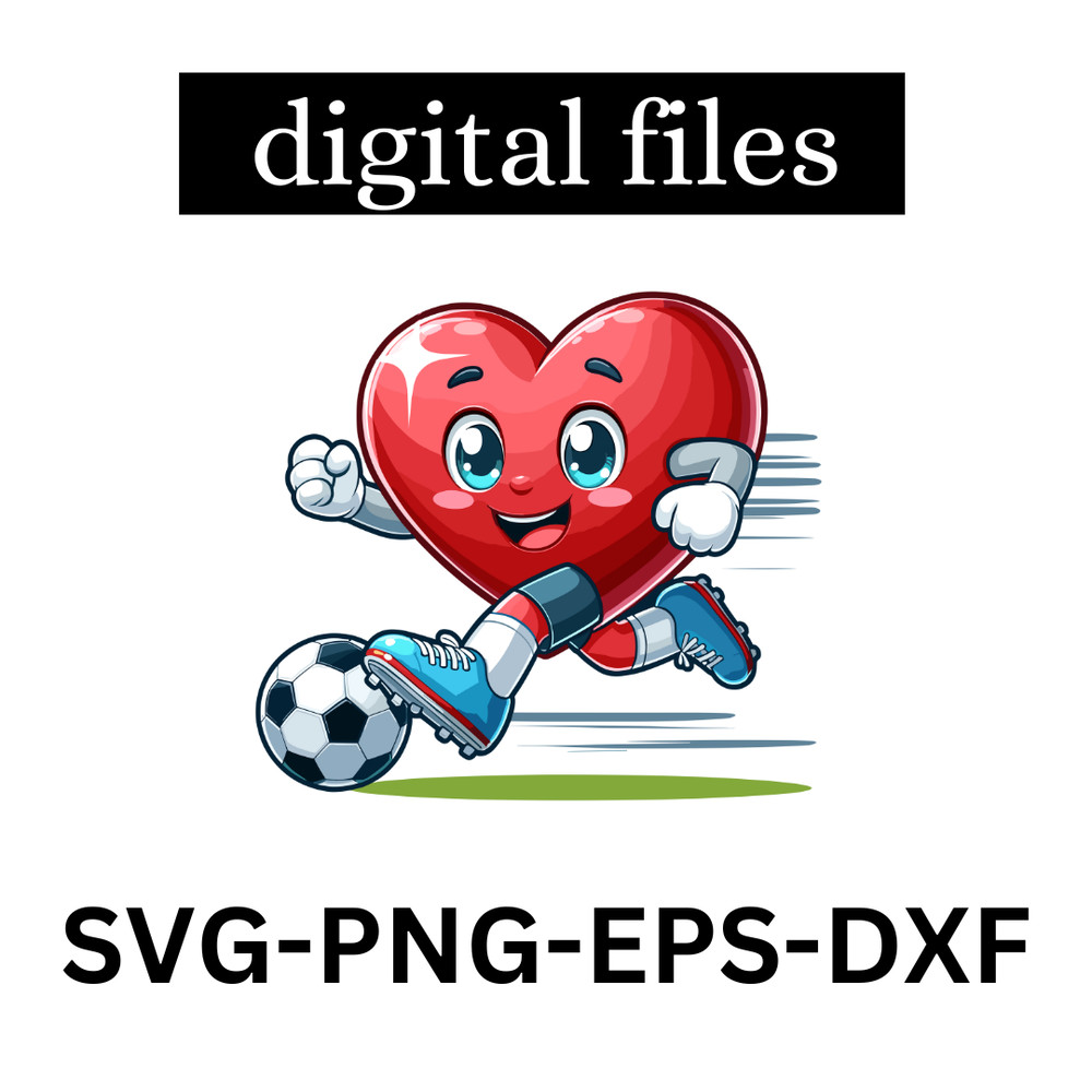 Heart Playing Soccer Svg Png 0