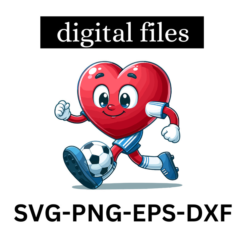 Heart Playing Soccer Svg Digital File Png 0