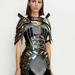 medieval ancient cuirass armor, brave lady armor,chainmail armor, cosplay armor, sca armor, larp armor, fantasy armor