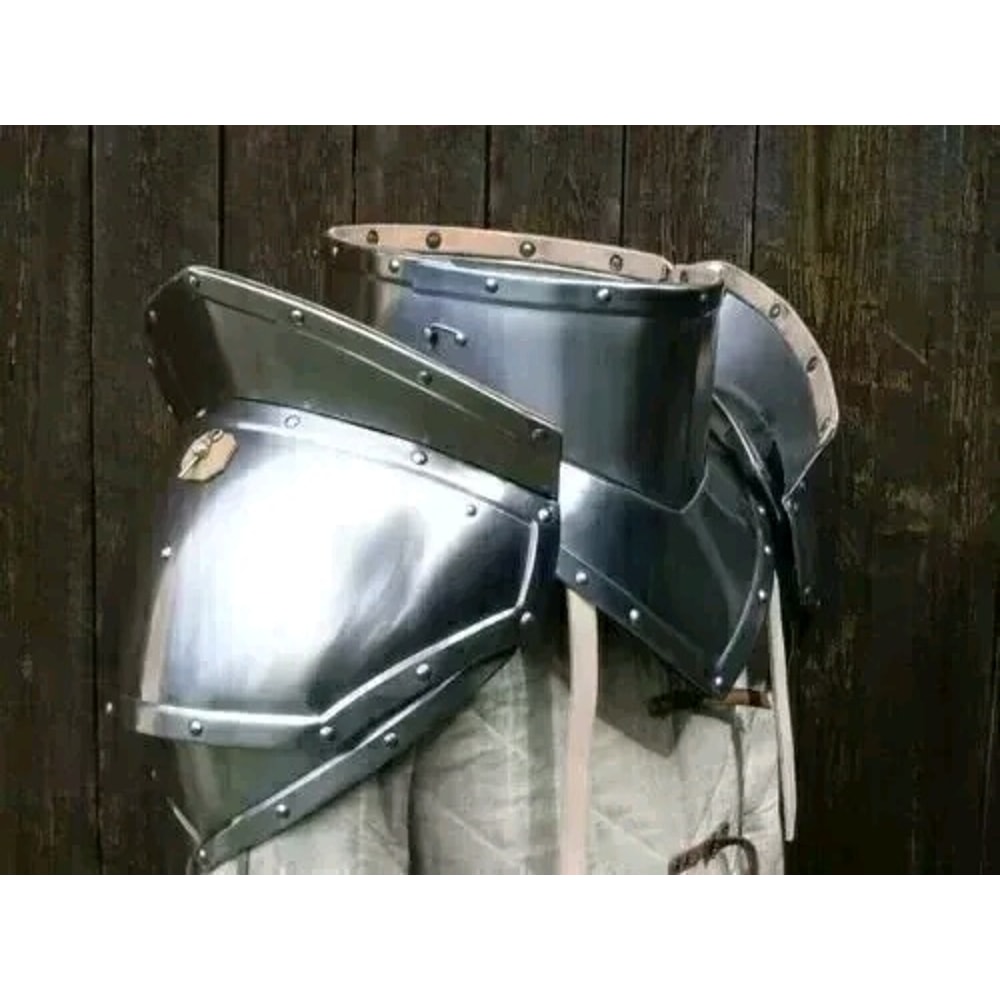 Knight Warrior Gorget With Shoulder Fantasy Larp Gorget Pauldrons Armor Fully Functional Costume 1