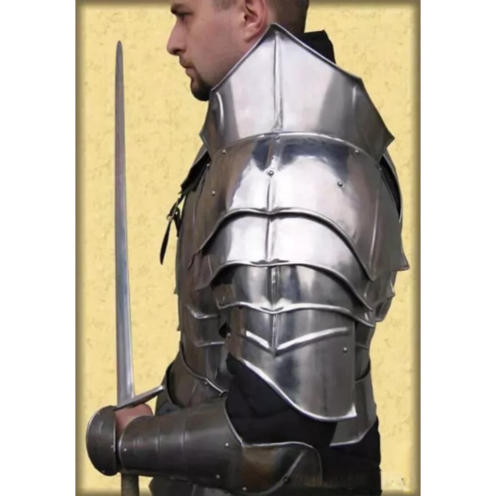 Medieval Gorget With Pauldrons Armor Fantasy Knight Gorget With Shoulder Set Fully Functional Cosp 0