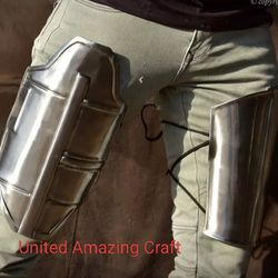 mandalorian metal leg armour thigh & knee for fantasy larp cosplay costumes