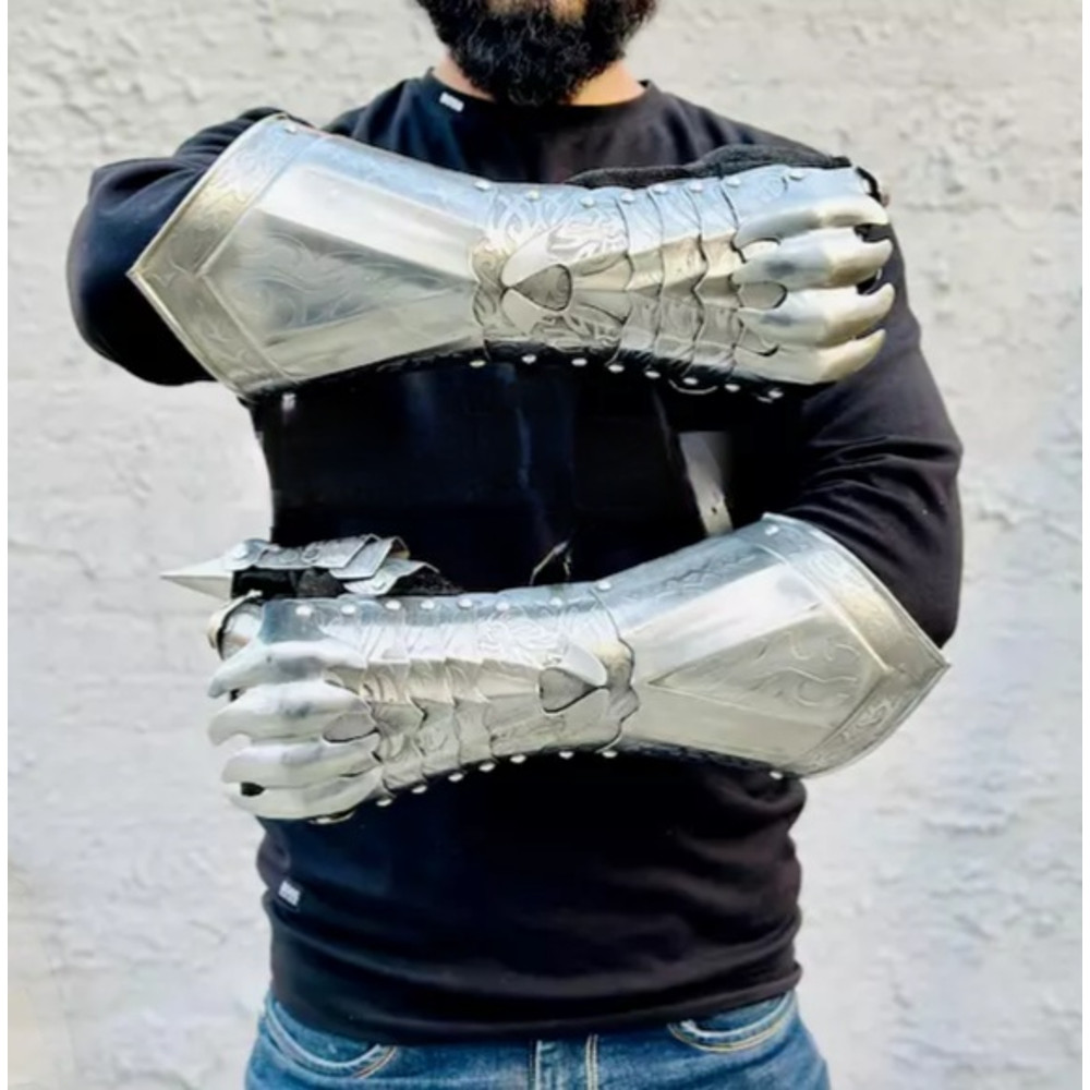 Pair Of Medieval Nazgul Gloves Fantasy Larp Gauntlets Gloves Fully Functional Gauntlets Armor 0