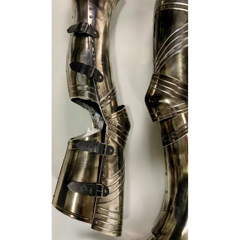 ScaSteel Medieval Knight Full Legs Armor Fantasy Silver Brass Antique Fully Functional Costume 3