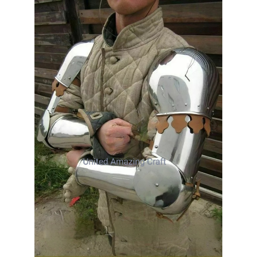 Medieval Knight Steel Full Arm Gothic Armor Shoulder Replica 20 Gauge Larp 0