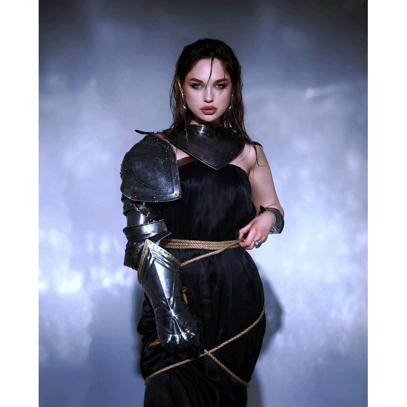 Fantasy Legend Female King Arthur Merlin Full Arm And Gorget Armor Medieval Woman LarpCosplay Armo 1