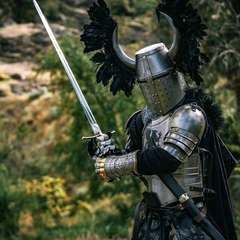 Medieval Templar Horned Back Plums Full Armor Fantasy Crusader Warrior Armor Handmade Fully Func 1