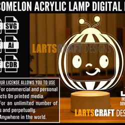 cocomelon kids acrylic lamp svg dxf cdr pdf ai eps files for laser cut, cnc, digital vector file glowforge ready
