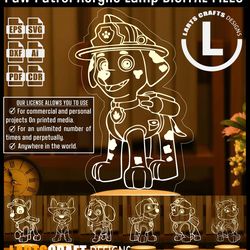 paw patrol acrylic 7 lamp vector file pack for cnc and laser cutting