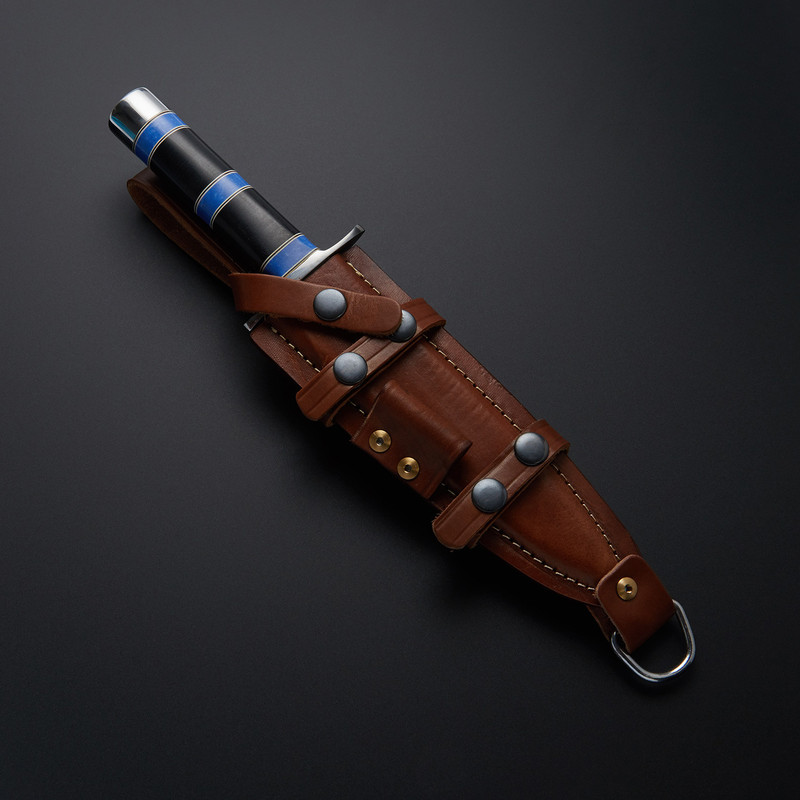 CUSTOM HANDMADE BEAUTIFUL D2 TOOL STEEL HUNTING KNIFE WITH LEATHER SHEATH 2