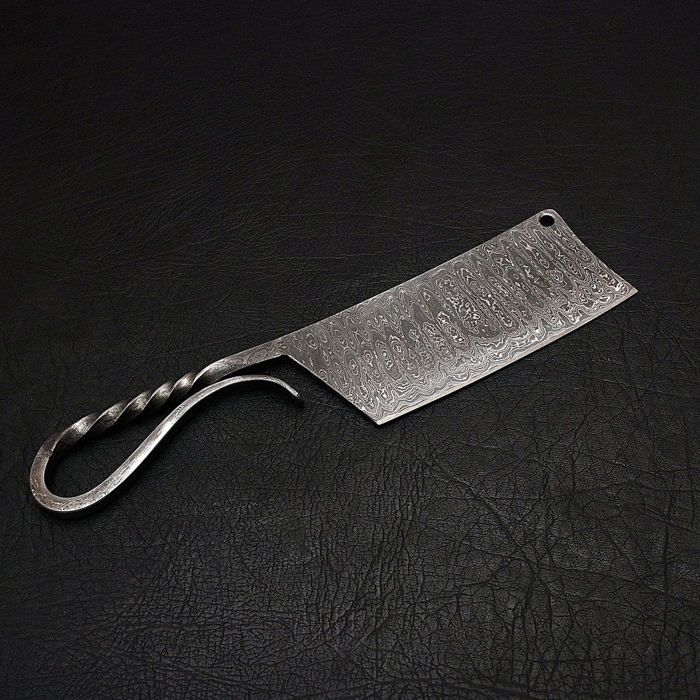 CUSTOM HANDMADE BEAUTIFUL CLEAVER HUNTIG KNIFE WITH PURE COW HIDE LEATHER SHEATH 2