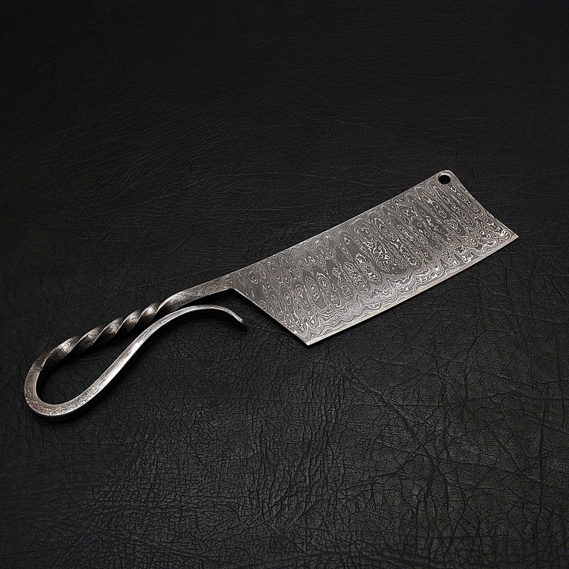 CUSTOM HANDMADE BEAUTIFUL CLEAVER HUNTIG KNIFE WITH PURE COW HIDE LEATHER SHEATH 2