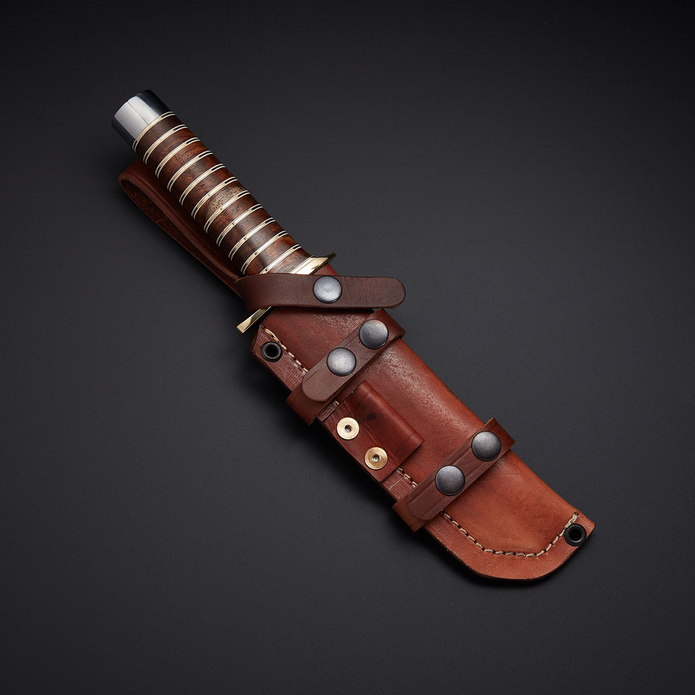 Unique Handmade Damascus Steel Hunting Bowie Knife With Leather Sheath Great Gift For Him 1