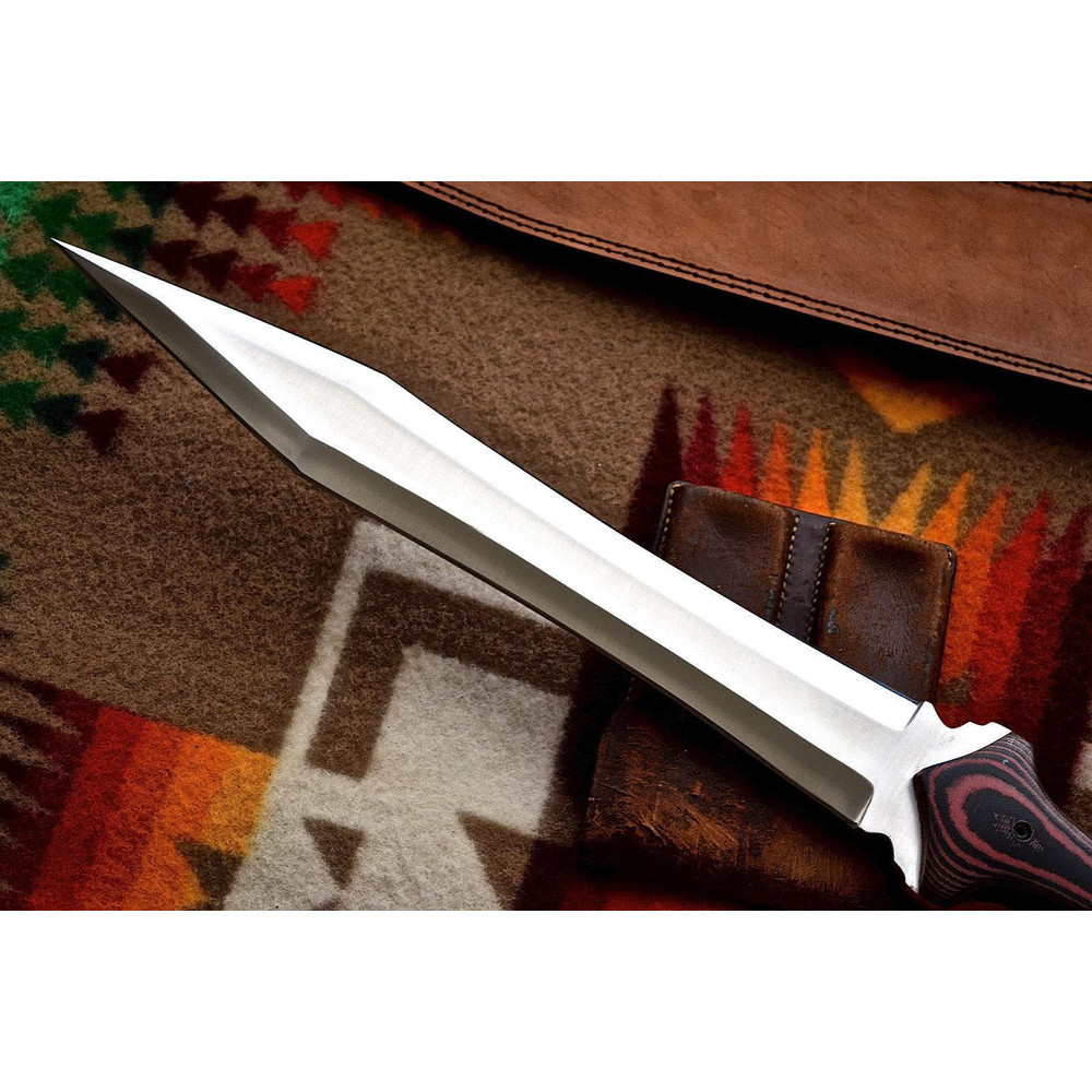 D2 Steel Short Sword With Beautiful Micarta Handle Included Leather SheathOn Every Happy Occasion B 5