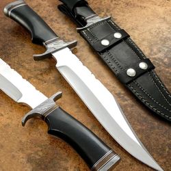 custom handmade hunting d2 steel hunting bowie knife & leather sheath,gift for him/her,xmas gift