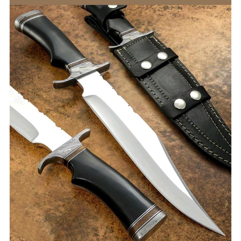 Custom Handmade Hunting D2 Steel Hunting Bowie Knife Leather Sheathgift For Himherxmas Gift 0