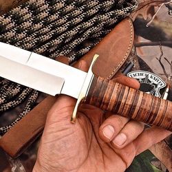 custom handmade beautifull hunting bowie with leather sheath''gift for him/her"