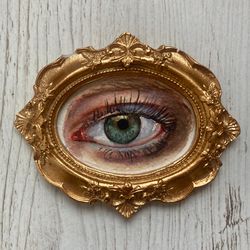 Eye Painting Framed, Original Watercolor Art, Miniature Painting, Eye Study, Lovers Eye Painting