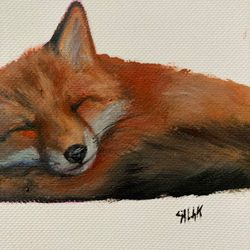 Red Fox Oil Painting, Original Painting, Fox Artwork, Cottagecore Decor, Fox Forest Painting, Fox Wall Art