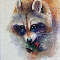 Raccoon Painting Framed Original Raccoon Gifts Woodland Decor
