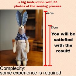 sewing pattern bunny toy rabbit hare tilda