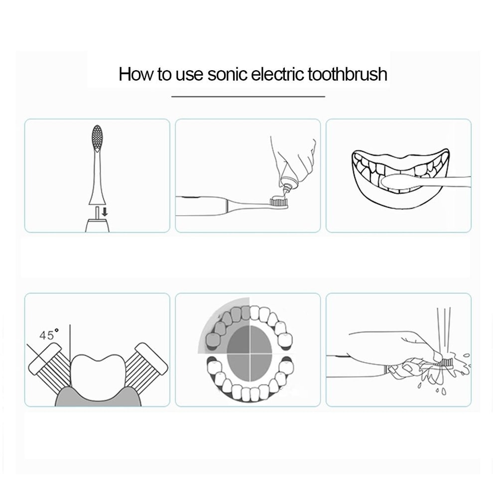Waterproof Toothbrush With Brush Heads 5