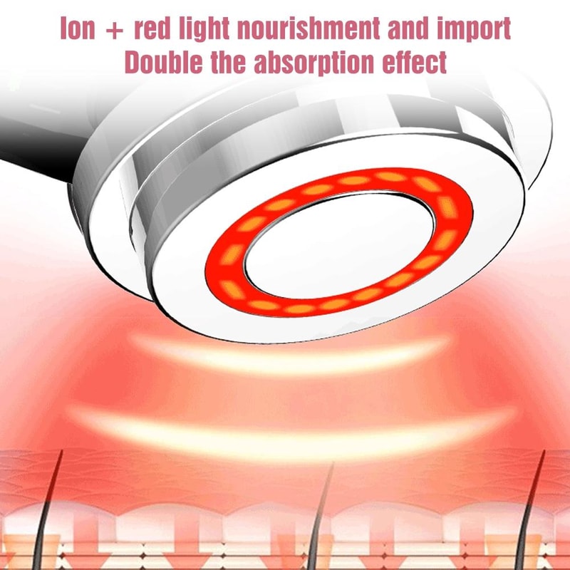 Ultrasonic Ion Facial Beauty Wand With Red Blue Light And Warm Massage 10