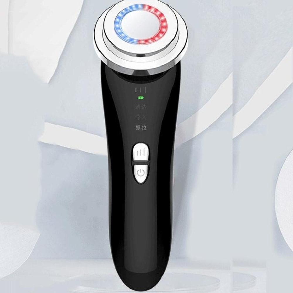 Ultrasonic Ion Facial Beauty Wand With Red Blue Light And Warm Massage 2