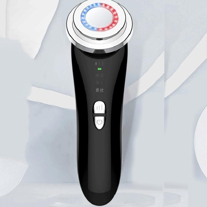 Ultrasonic Ion Facial Beauty Wand With Red Blue Light And Warm Massage 2