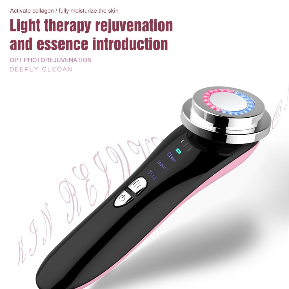 Ultrasonic Ion Facial Beauty Wand With Red Blue Light And Warm Massage 4