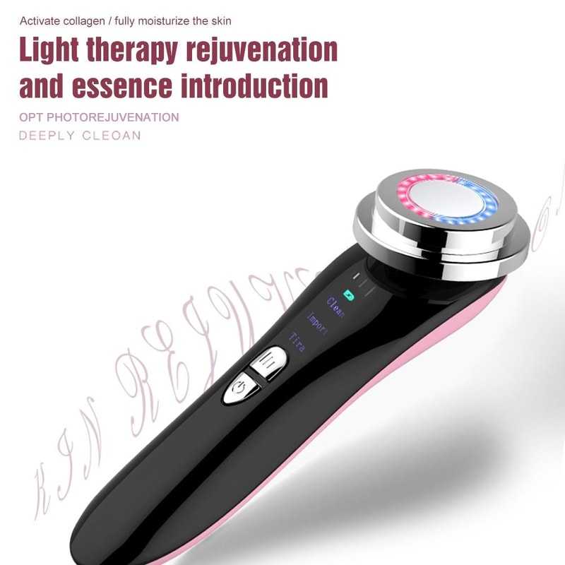 Ultrasonic Ion Facial Beauty Wand With Red Blue Light And Warm Massage 4