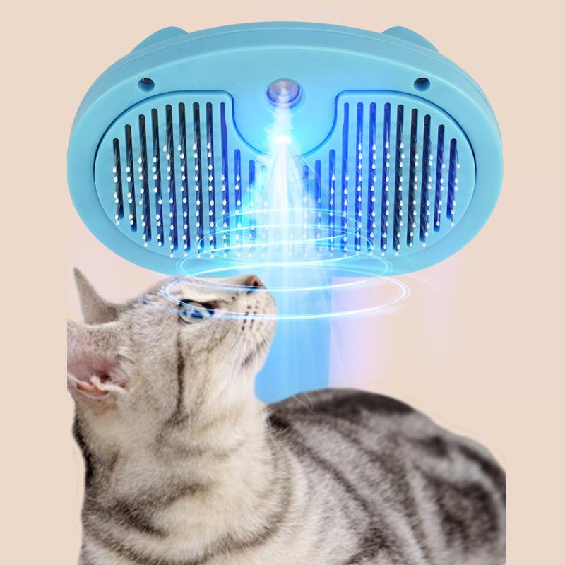 Pet Grooming Brush With Antibacterial Spray Self Cleaning Massage Comb 1
