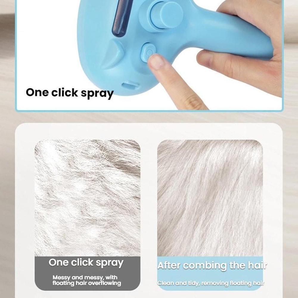 Pet Grooming Brush With Antibacterial Spray Self Cleaning Massage Comb 3