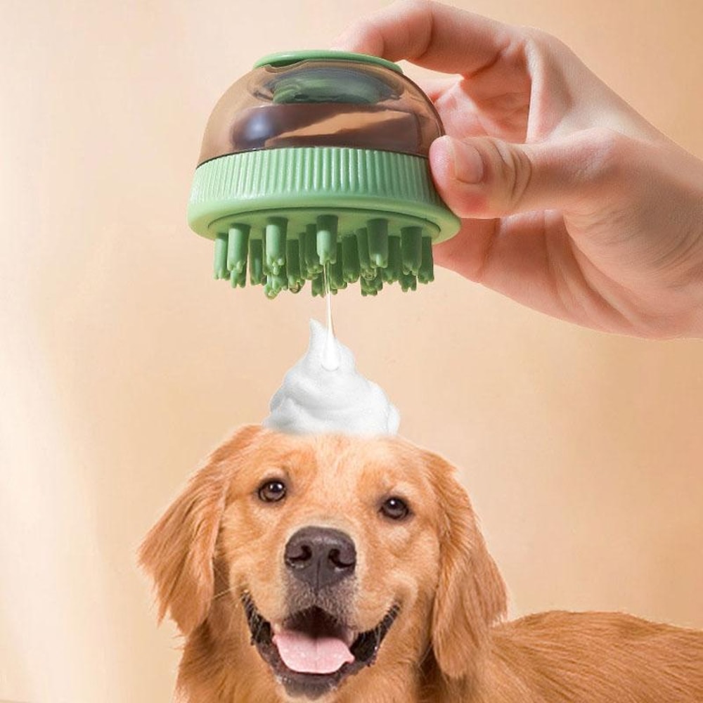 Refillable Pet Bath Brush With Shampoo Dispenser For Dogs And Cats 4