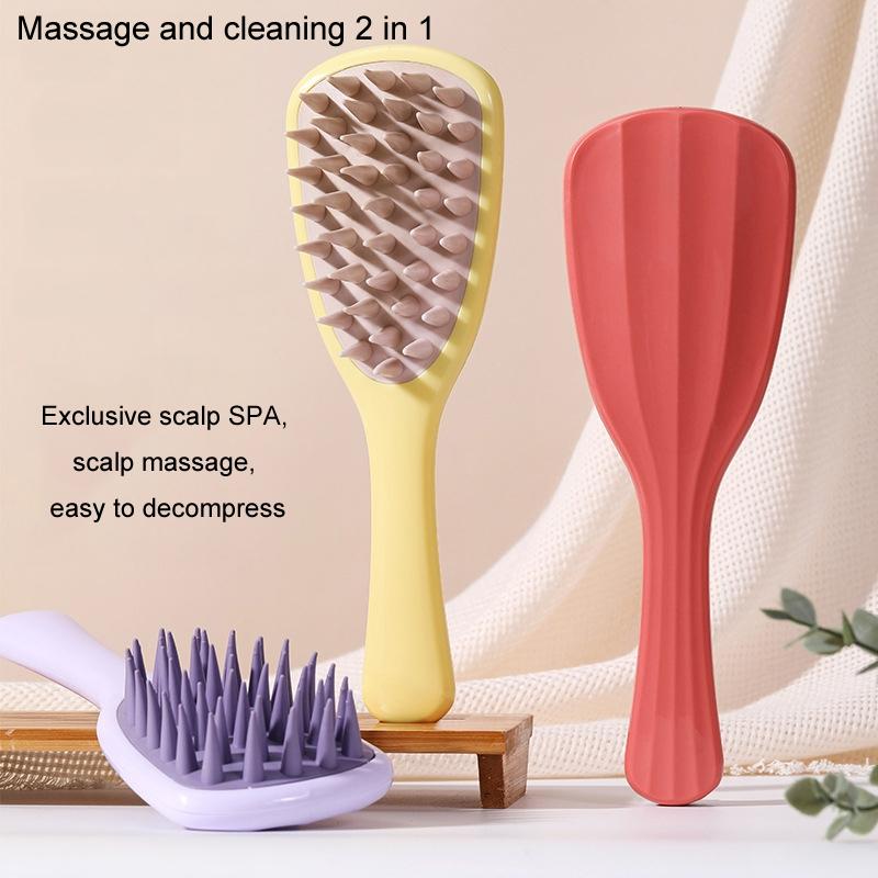 Leaf Shampoo Brush Massager With Silicone Coarse Teeth Handle 1