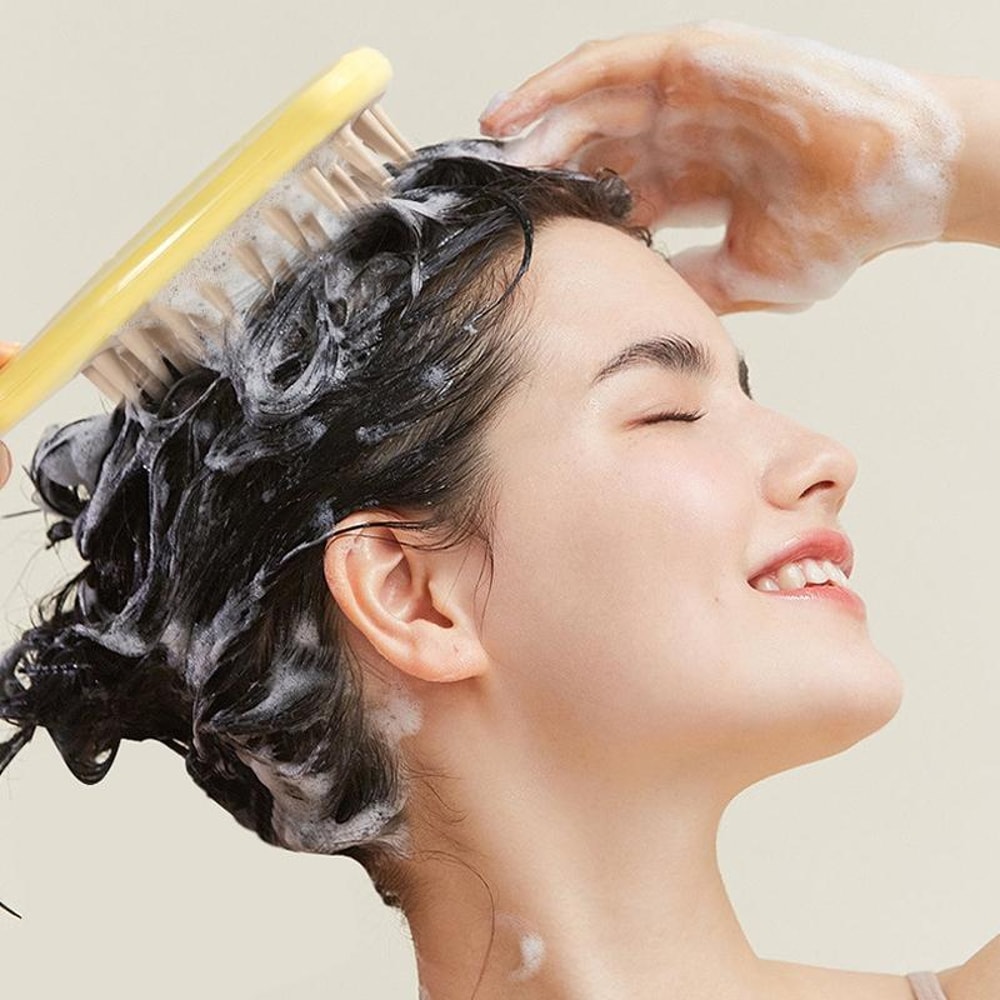Leaf Shampoo Brush Massager With Silicone Coarse Teeth Handle 6