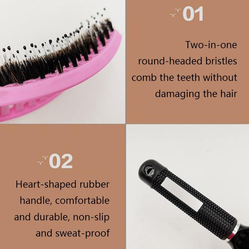 Curved Boar Bristle Detangling Brush For Curly Hair 1