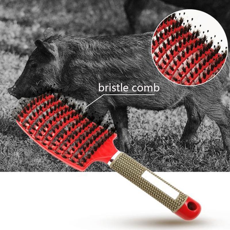 Curved Boar Bristle Detangling Brush For Curly Hair 3