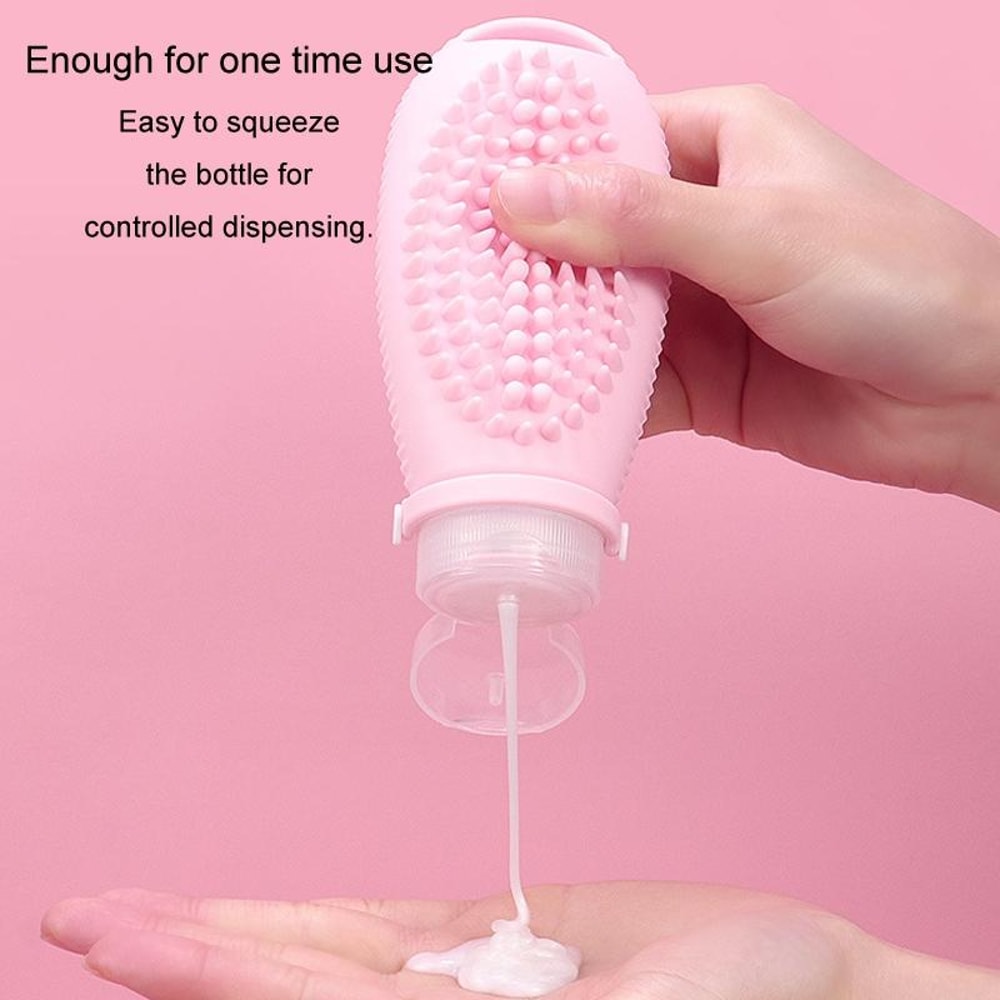 Silicone Travel Shampoo Bottle With Scalp Massage Brush 5