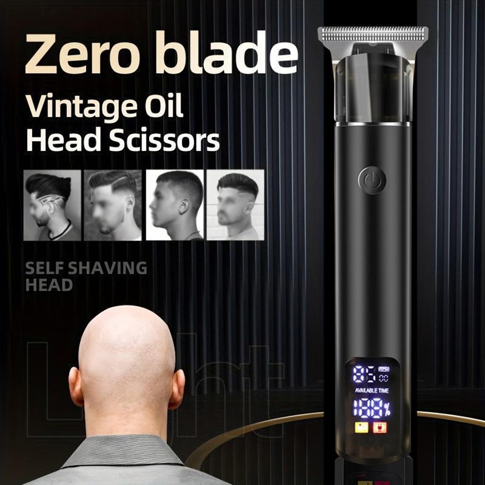 Rechargeable Hair Clippers For Men Zero Blade Trimmer For Vintage Oil Head Bald Styles 1