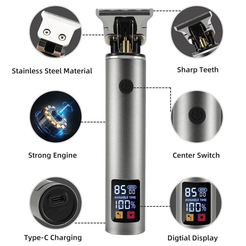 Rechargeable Hair Clippers For Men Zero Blade Trimmer For Vintage Oil Head Bald Styles 7