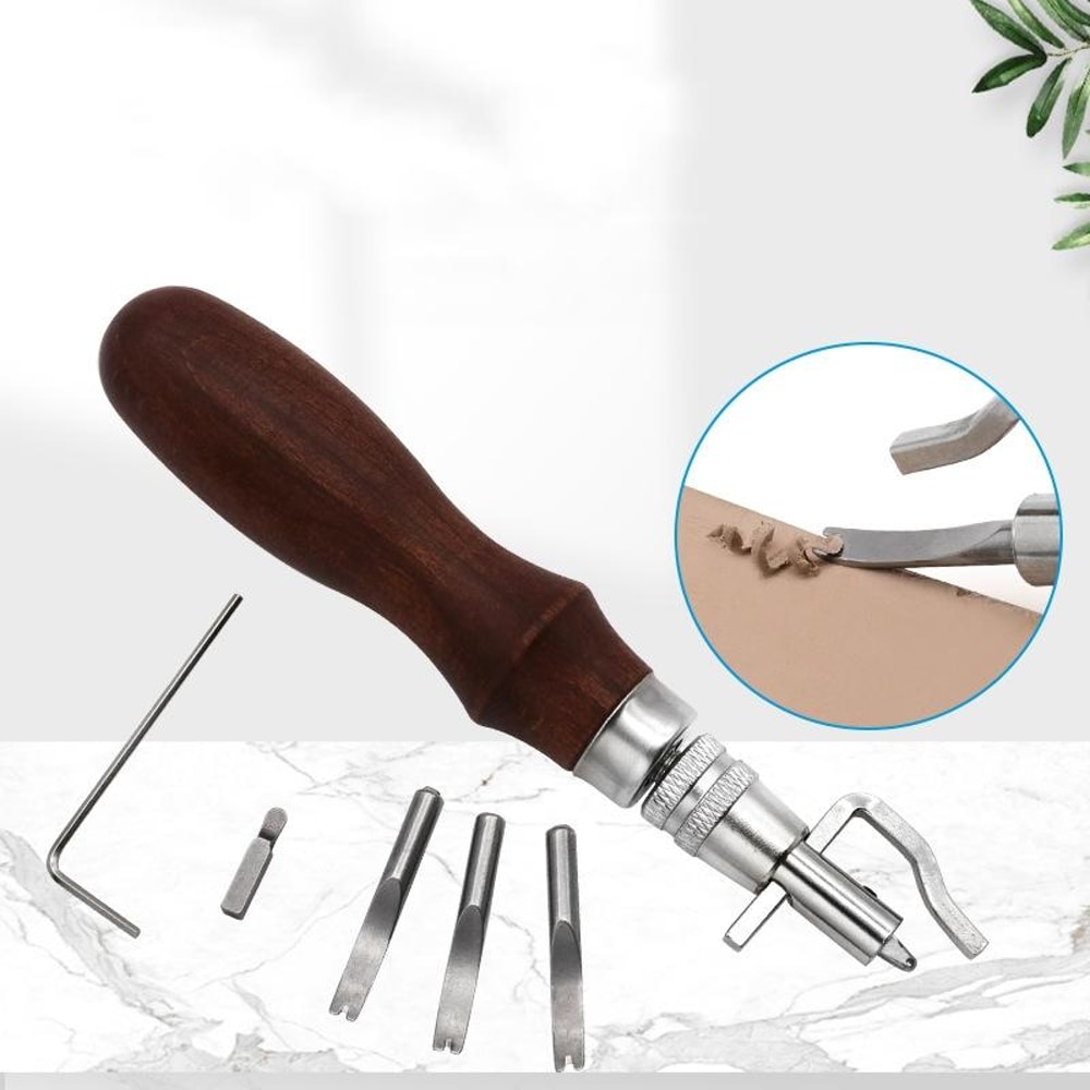 Leather Edge Trimmer and Groove Cutter Tool with Replaceable Blades