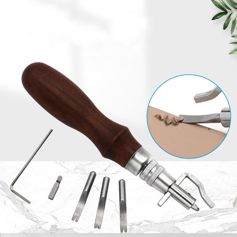 Leather Edge Trimmer and Groove Cutter Tool with Replaceable Blades