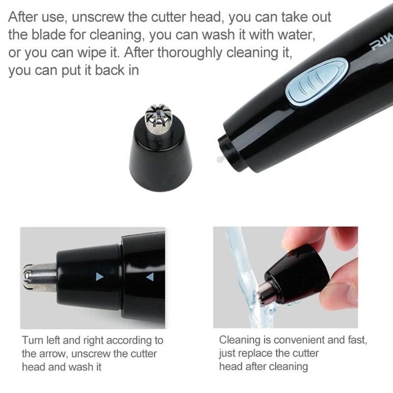 Waterproof Rechargeable Eyebrow and Nose Hair Trimmer for Men