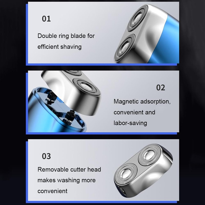 DoubleHead Mini Magnetic Shaver Portable Mens Electric Shaver 7